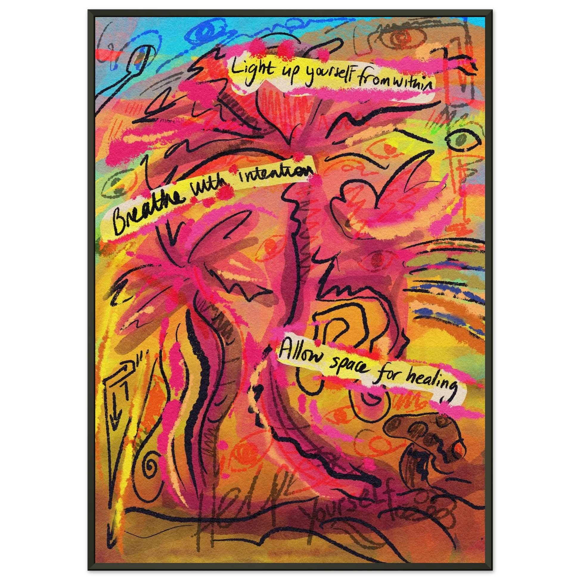 From Stillness framed abstract art print 50×70cm by Fran Marcellin featuring mindful contemplative design with frame, ready to hang meditation space wall art