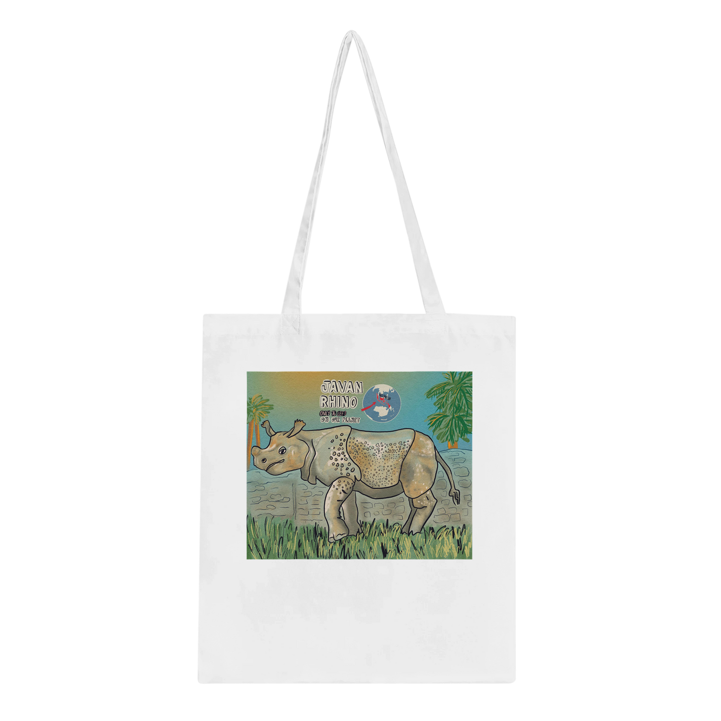 Javan rhino tote bag