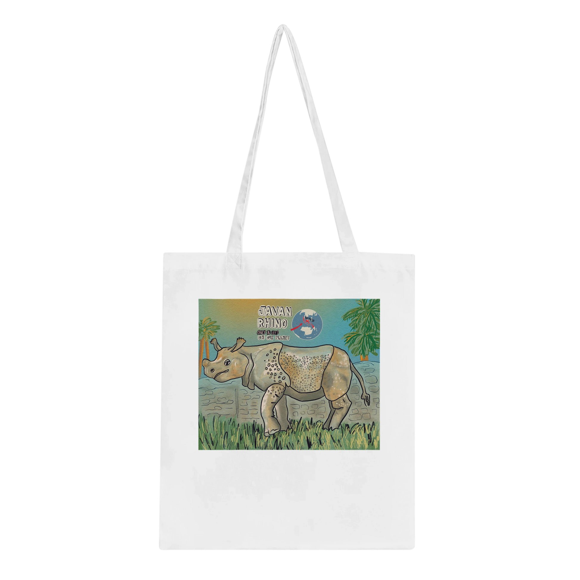 Javan rhino tote bag