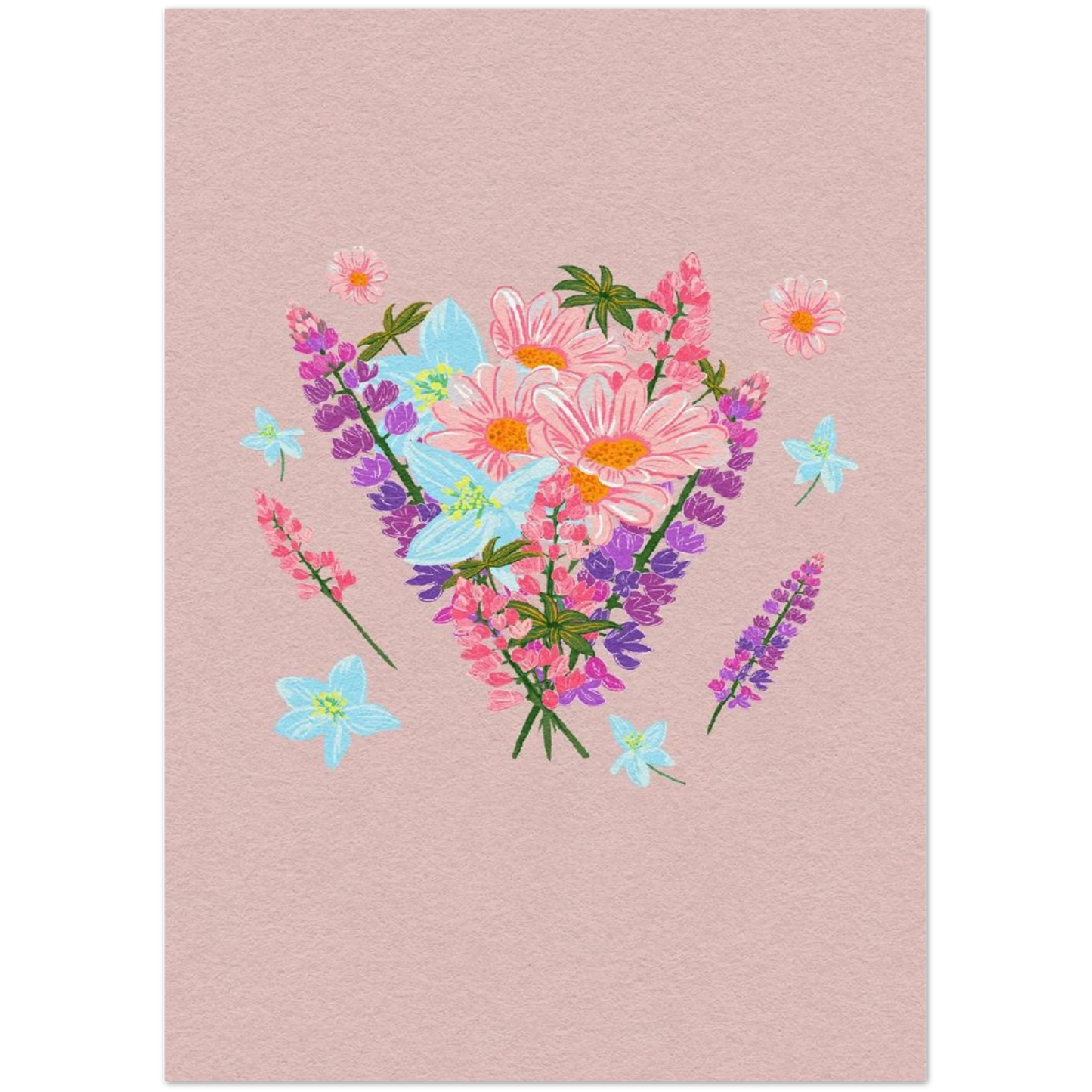 Mountain wildflower bouquet greeting cards pack of 10 featuring vibrant floral illustration, blank notecards with envelopes for any occasion, eco-friendly stationery