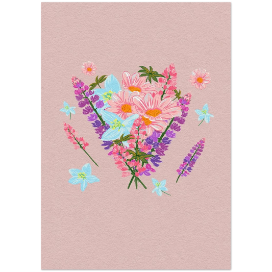 Mountain wildflower bouquet greeting cards pack of 10 featuring vibrant floral illustration, blank notecards with envelopes for any occasion, eco-friendly stationery