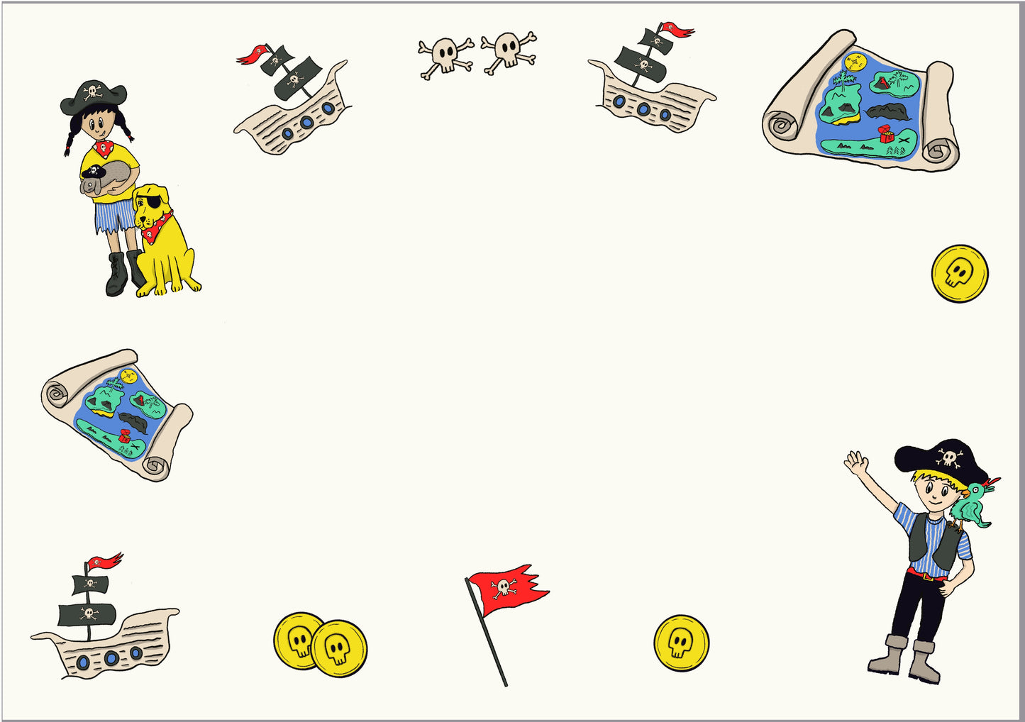 Space - with pirate characters - for Messages and Addresses