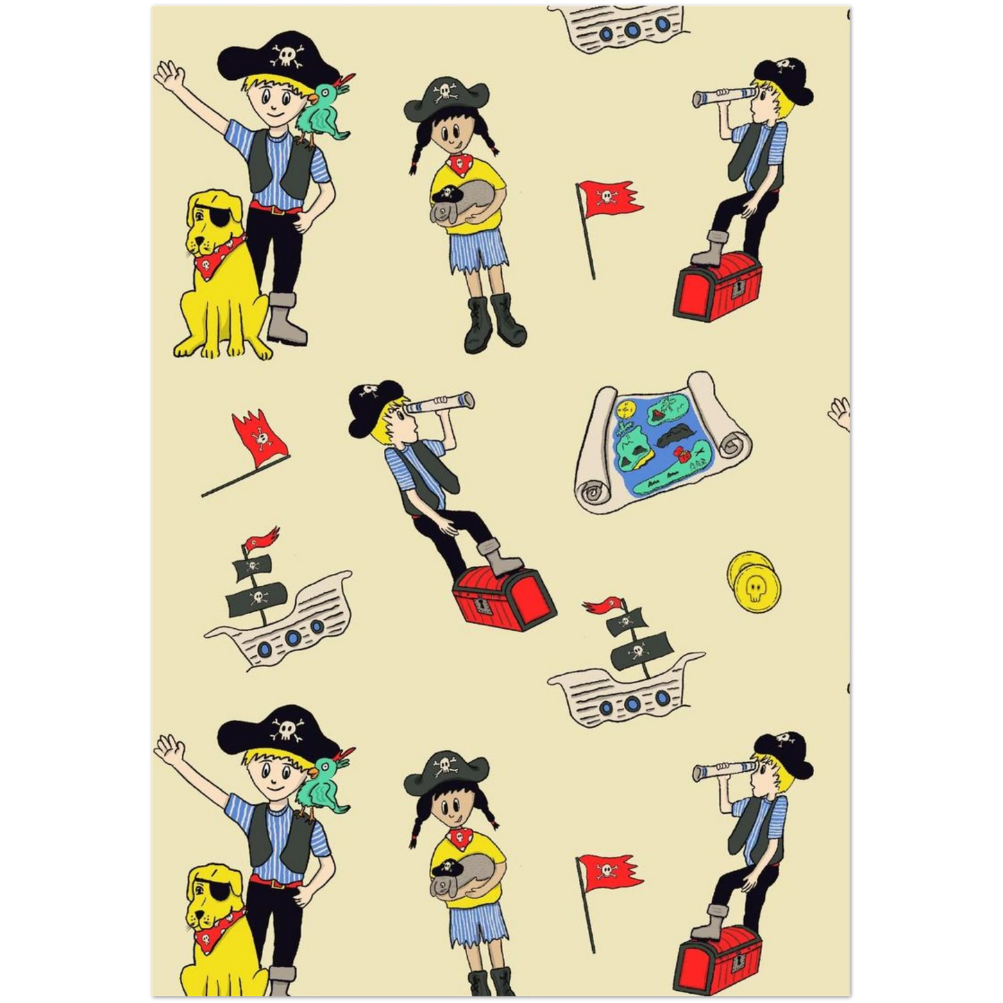 Fun Cartoon Pirate Character for Birthday Invitations
