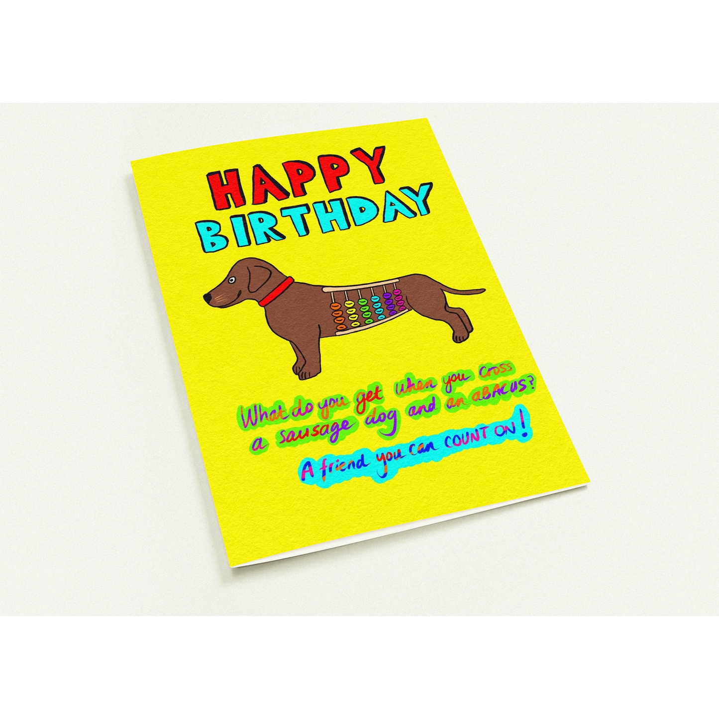 Sausage dog birthday card pack of 10 featuring funny dachshund illustration with A Friend You Can Count On design, A5 cards with envelopes