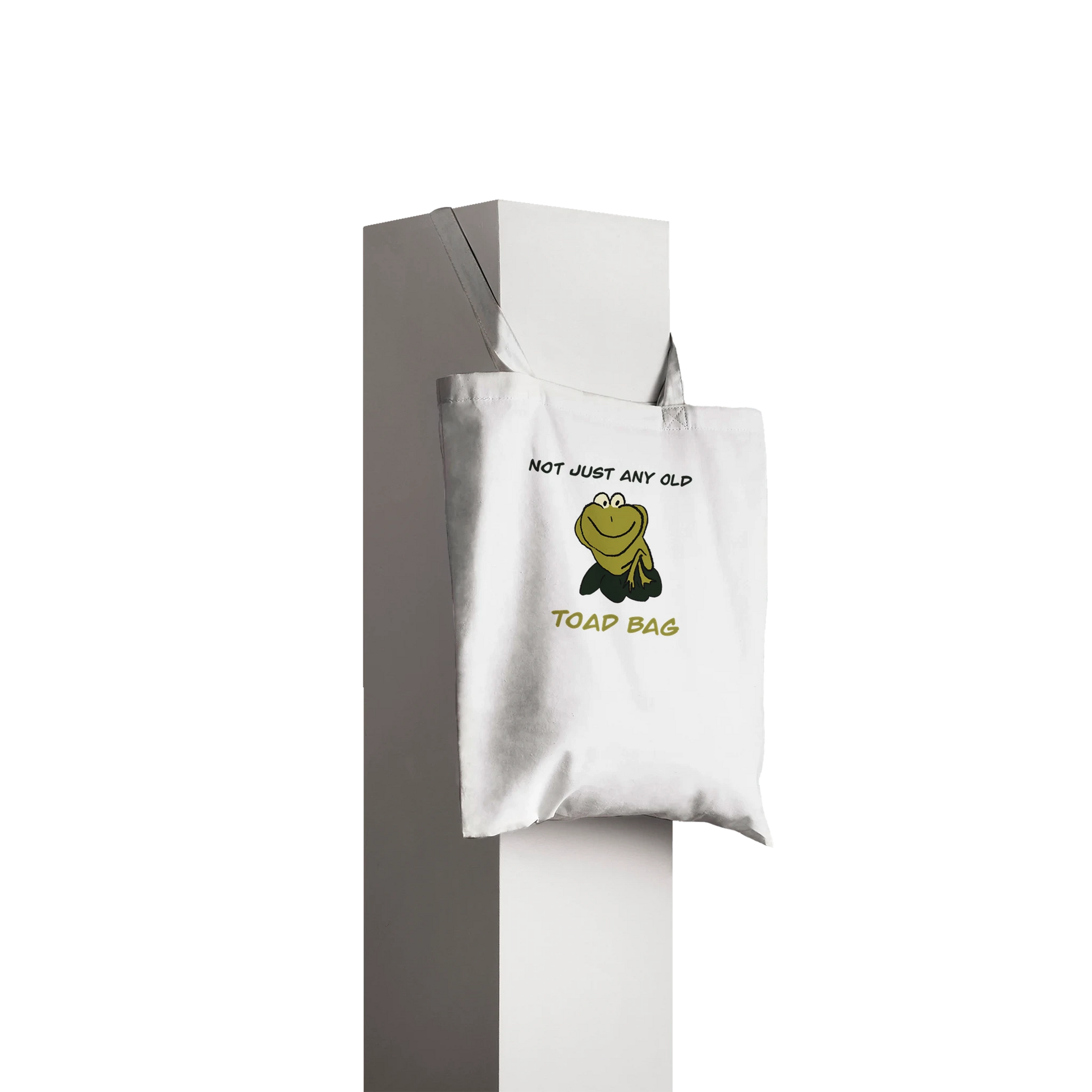 Not Just Any Old Toad funny cotton tote bag featuring charming frog illustration, perfect gift for frog lovers and amphibian enthusiasts