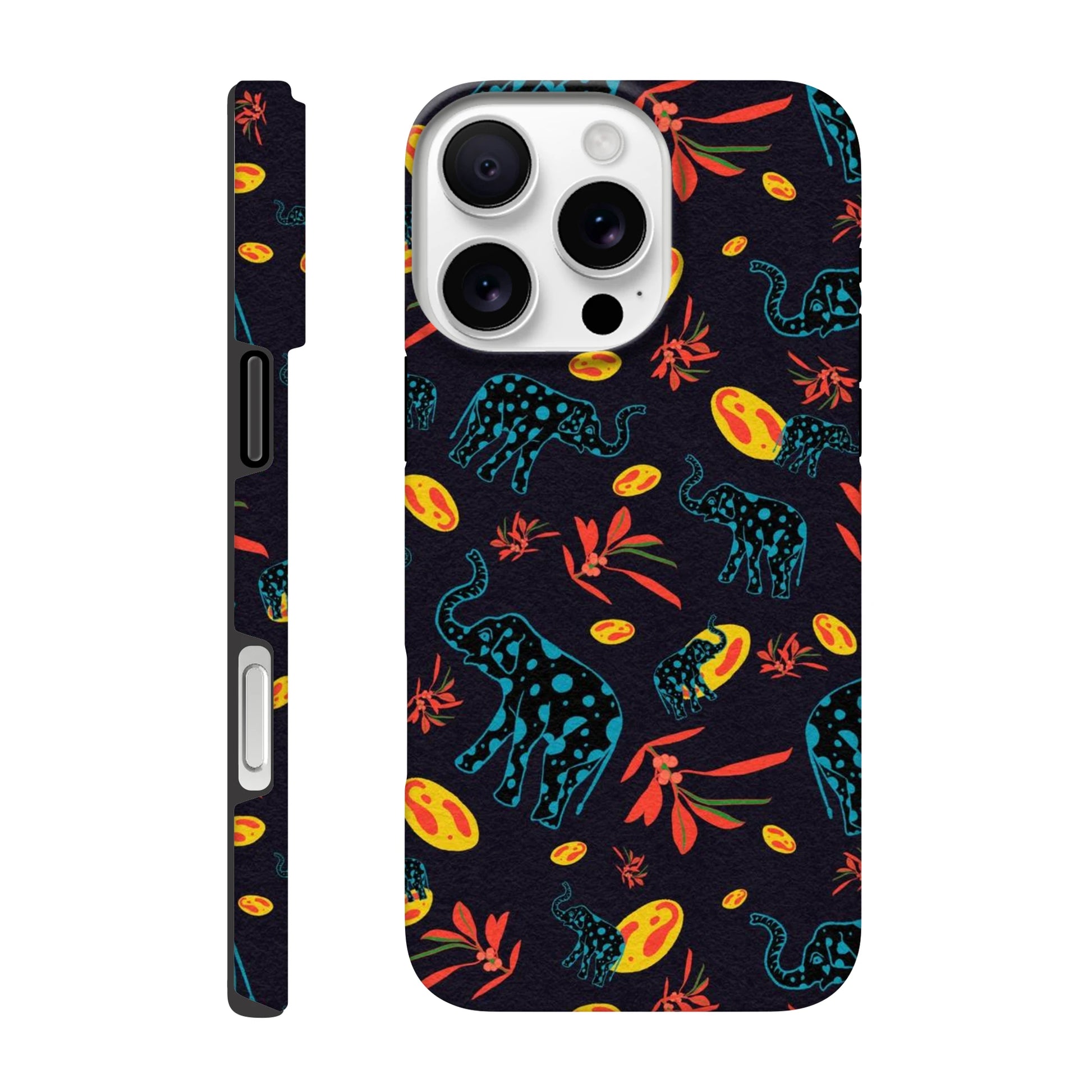 Whimsical Borneo elephant tough iPhone case featuring artistic elephant design with dual-layer protection, perfect gift for elephant lovers and wildlife enthusiasts